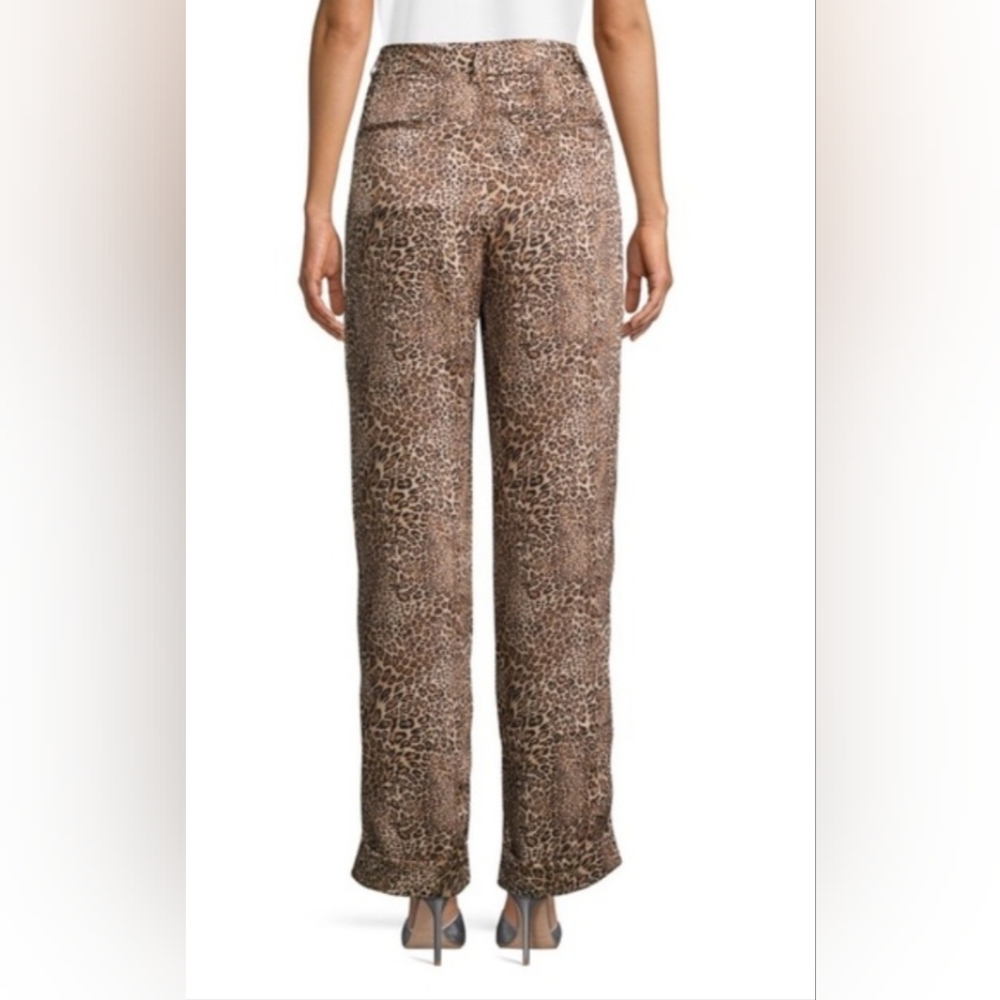 NWT Ronny Kobo Women's Micah Pants Leopard Medium Wide Leg Medium 29"W - Picture 3 of 13